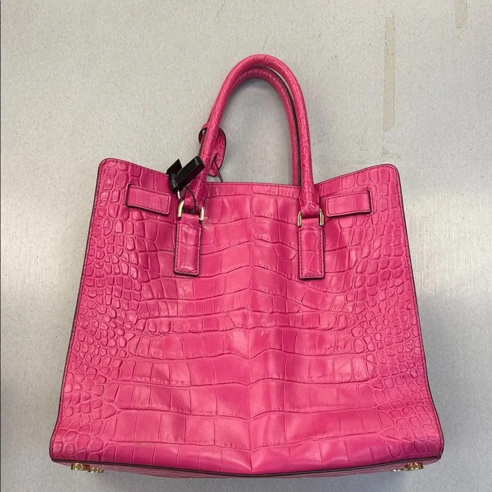 Michael Kors pink Crocodile-Embossed Satchel Dillon bag